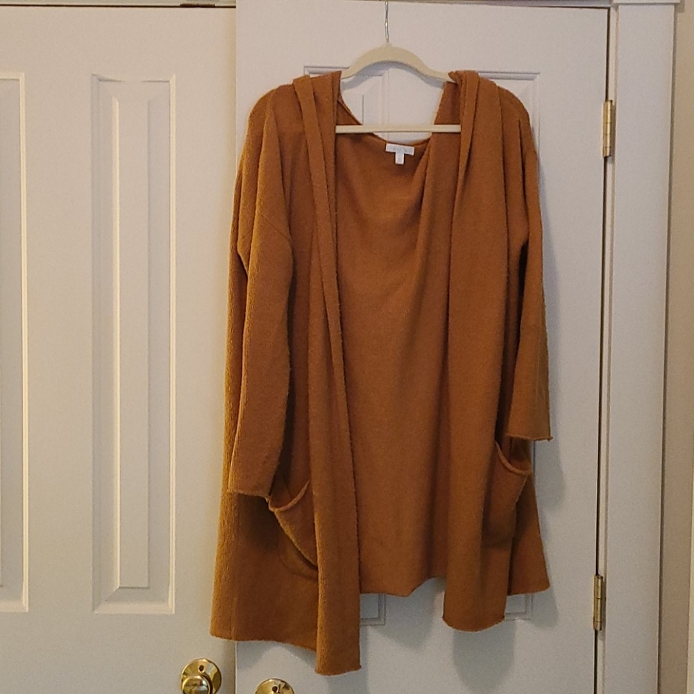 Long hooded brown sweater